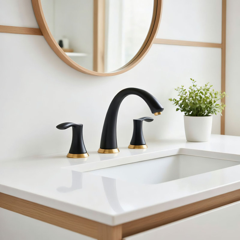 Widespread Bathroom Faucet 3 Hole, 2-Handle Bathroom Sink Faucet With Drain Assembly And Supply Lines