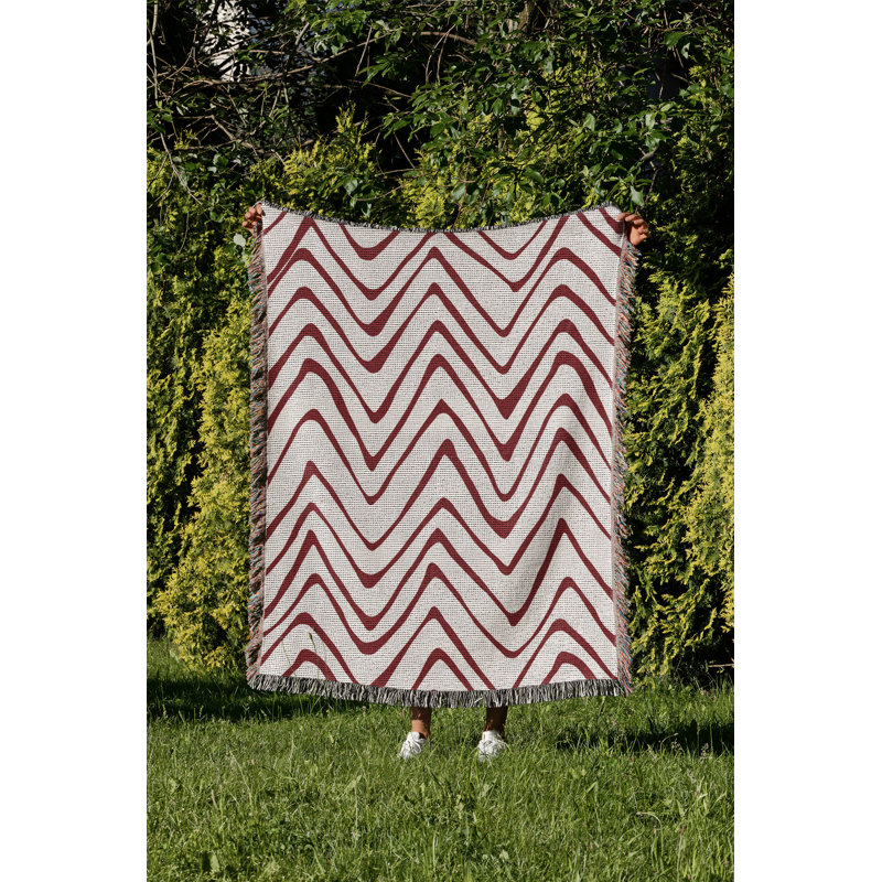 Jeté en coton Zig Zagg, 50 x 70, Rouge