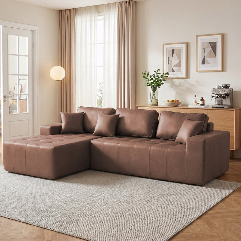 Canapé d'angle en L avec mousse haute densité, canapé-lit sans assemblage pour salon, appartement, chambre d'amis
