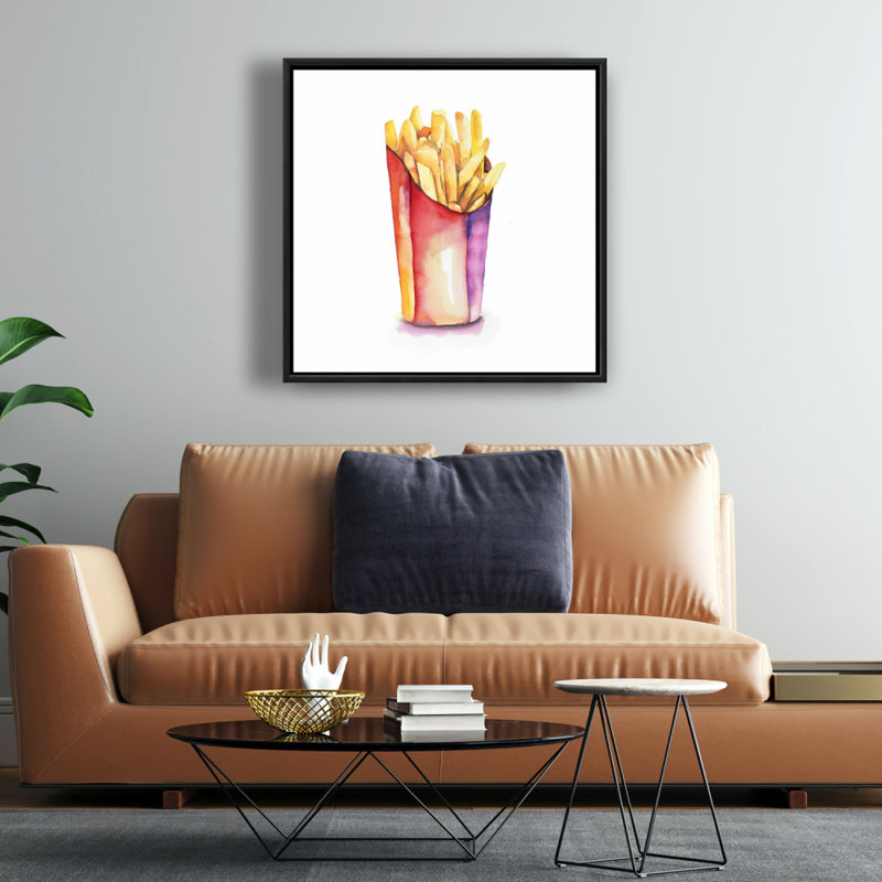 Aquarelle, frites, reproduction sur toile