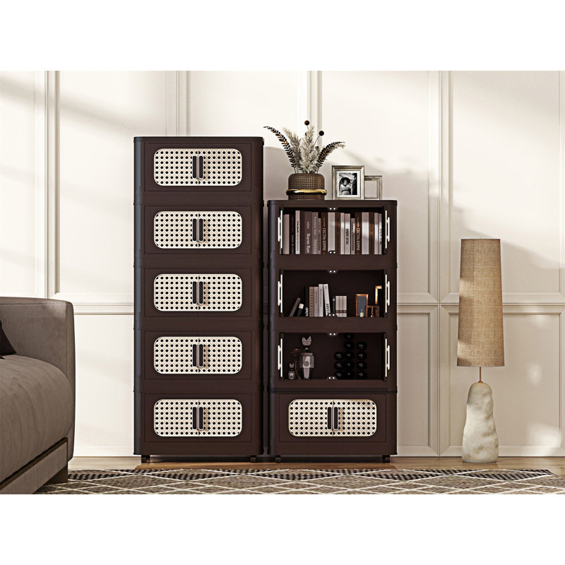 Armoire de rangement pliante avec roulettes, 50.02" H x 19.71" W x 11.83" D, Brown