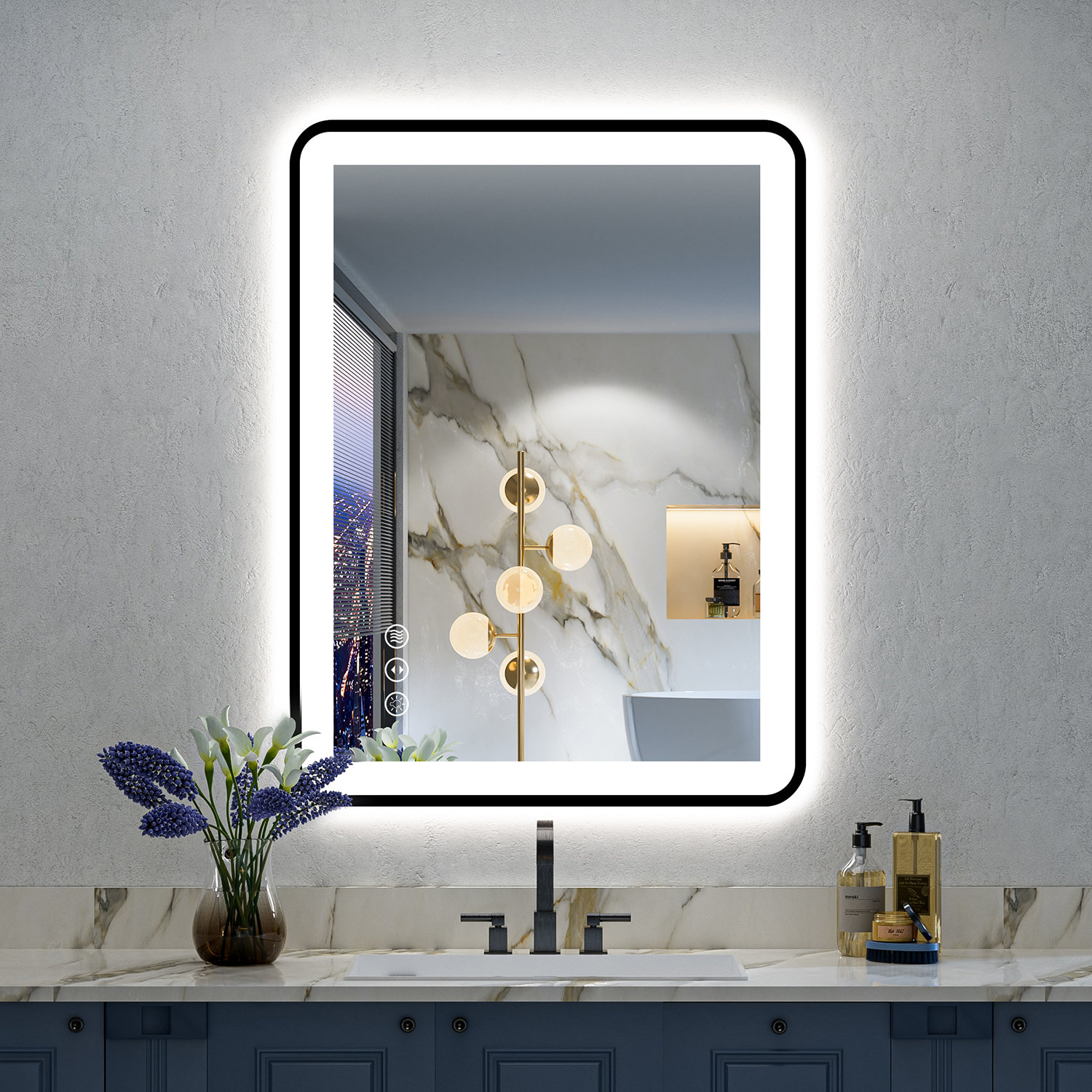 Wrought Studio™ Kotaro Metal Rectangle LED Mirror | Wayfair