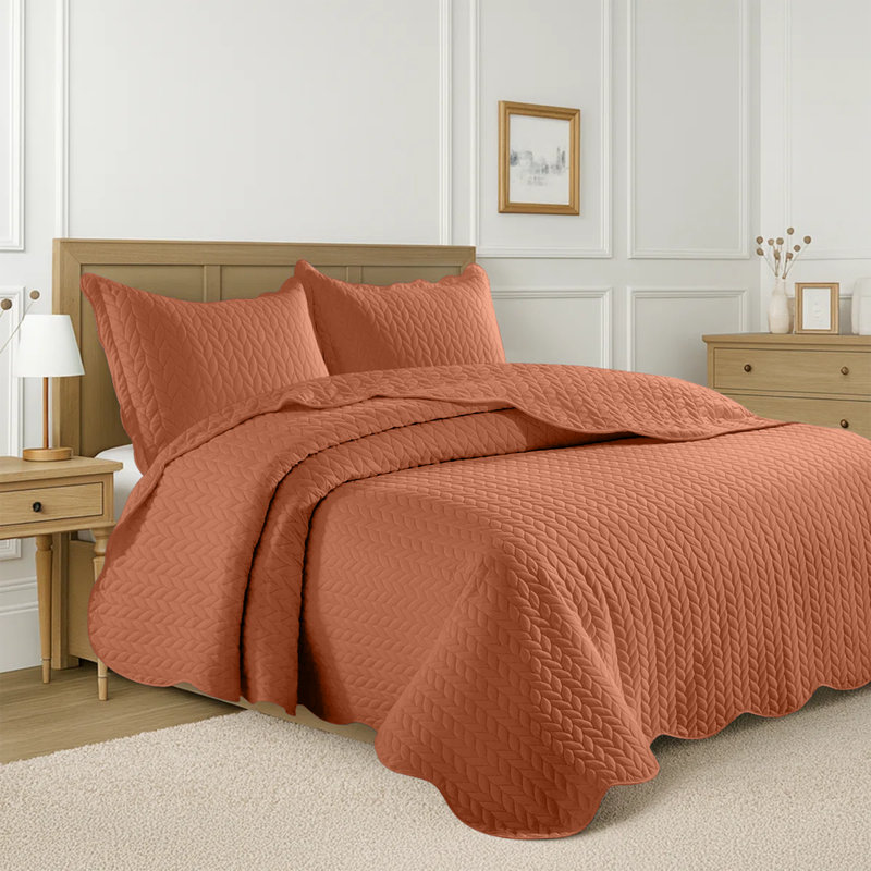 Ensemble de couvre-lit matelassé embossé - Couvre-lit en microfibre ultra doux avec taies décoratives, literie de style hôtel pour tous les lits