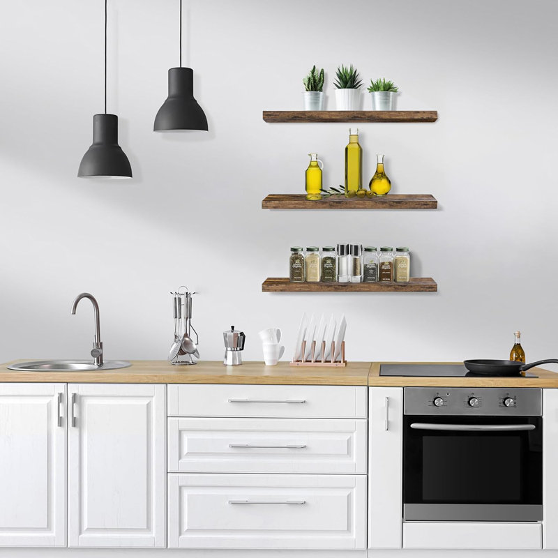  Ensemble de 3 tablettes flottantes avec fixation invisible, H 9,25 po x l 23,75 po x P 2 po