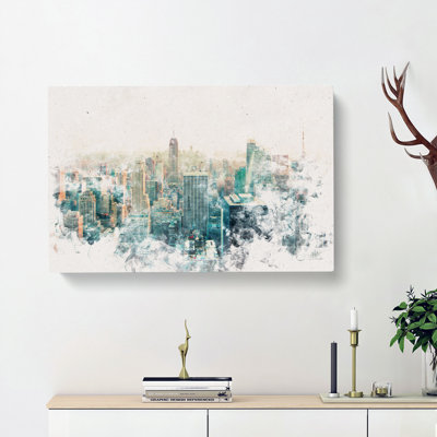 Manhattan Skyline In New York - Wrapped Canvas Print