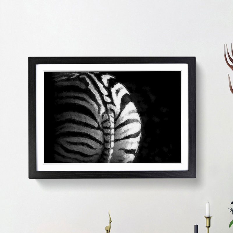 Rear of a Zebra - Picture Frame Painting Print, Black Framed, 27cm H x 36cm W x 2cm D