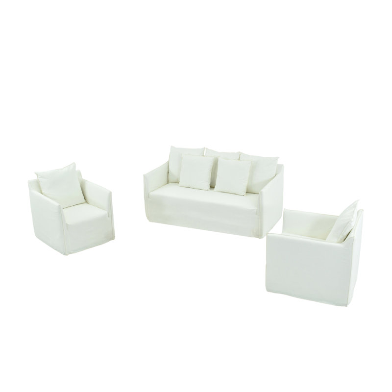 Ensemble de 4 canapés de patio rembourrés Traniqua, Blanc