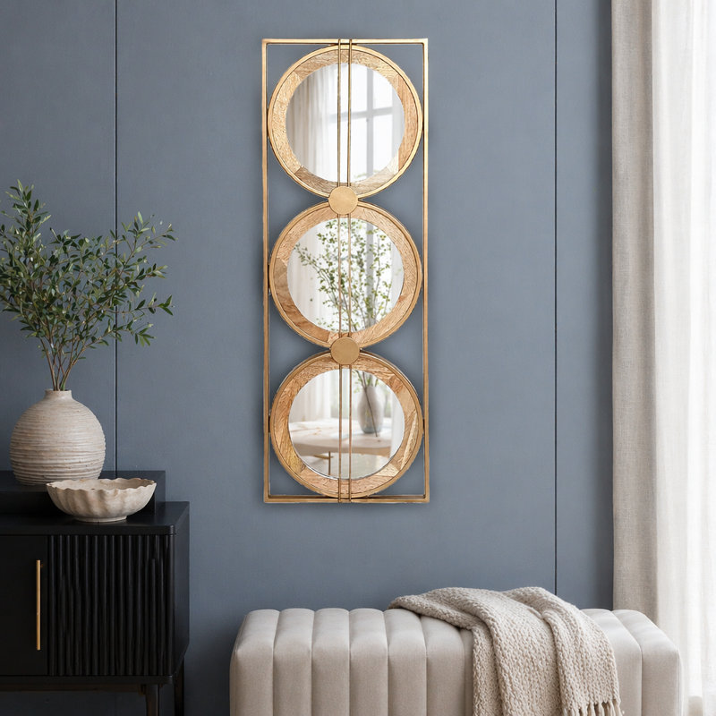 Miroir mural dans un cadre rectangulaire doré, décoration murale pour la maison