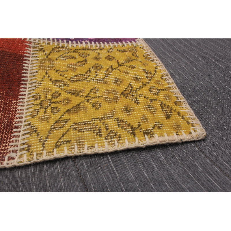 Tapis décoratif en laine de conception unique noué à la main New Age 5 pi 8 po x 8 pi Berle-vert/jaune/taupe