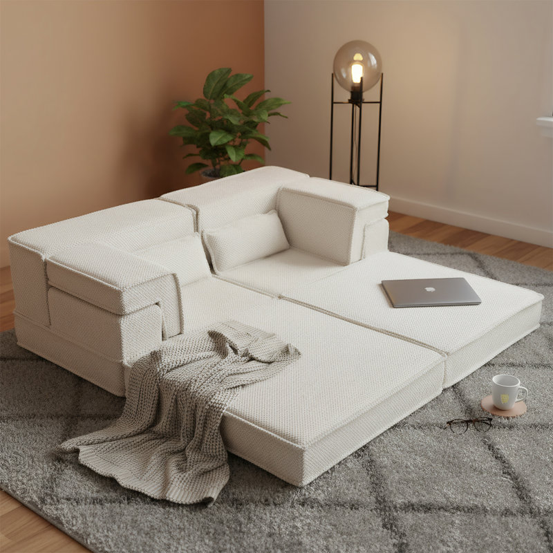 Convertible Bone-free Modular Sectional Sofa, White