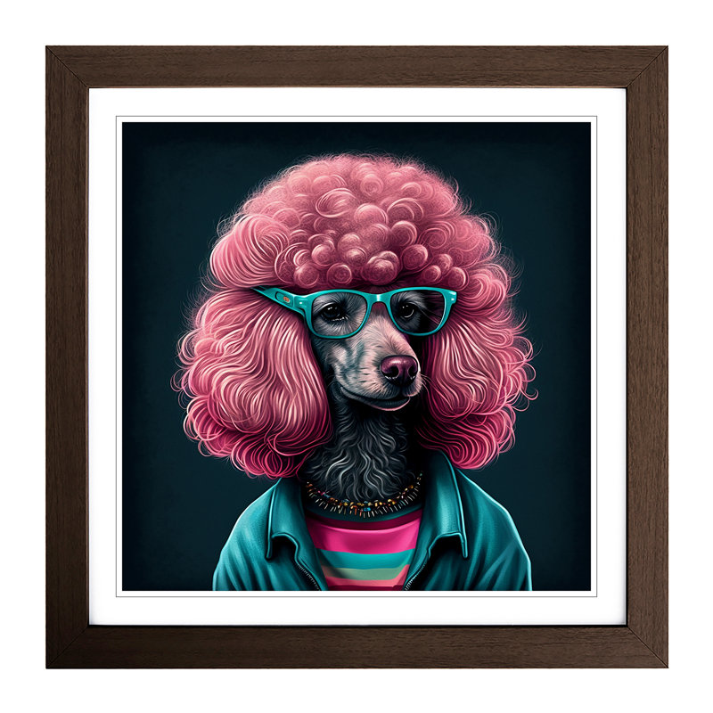 Poodle Retro No.2 - Framed Print, Walnut