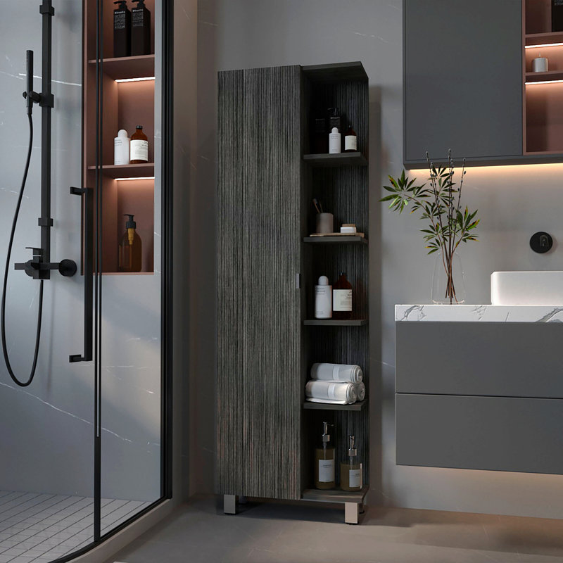 Armoire à linge à 5 tablettes, Gris