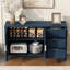 Buffet moderne à motif de vagues avec 3 tiroirs, crochets et pieds de soutien centraux pour une stabilité et un style accrus-276352919