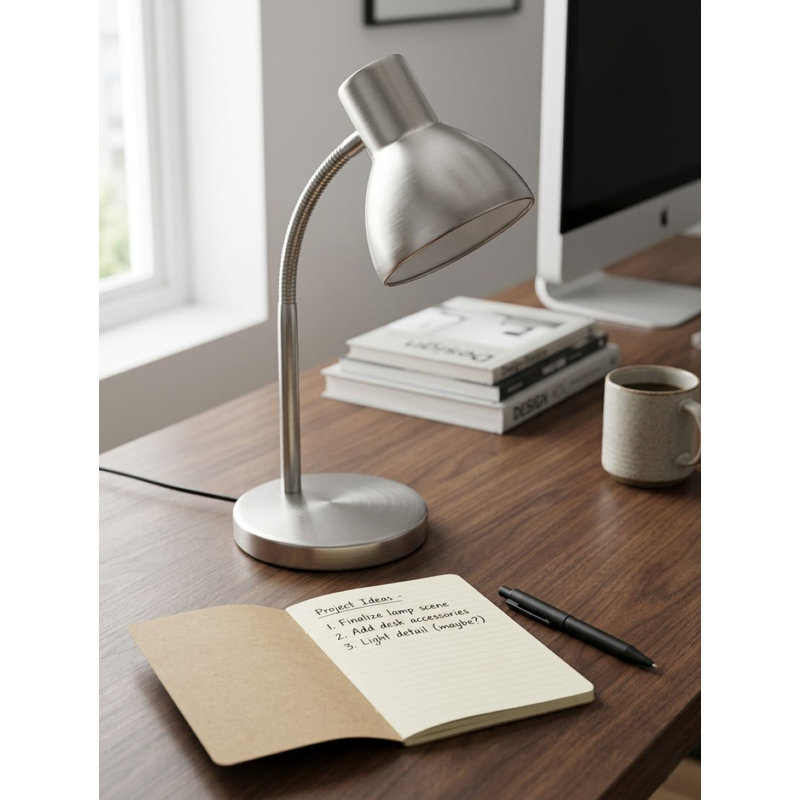 Harvard Metal Desk Lamp, Brushed Steel