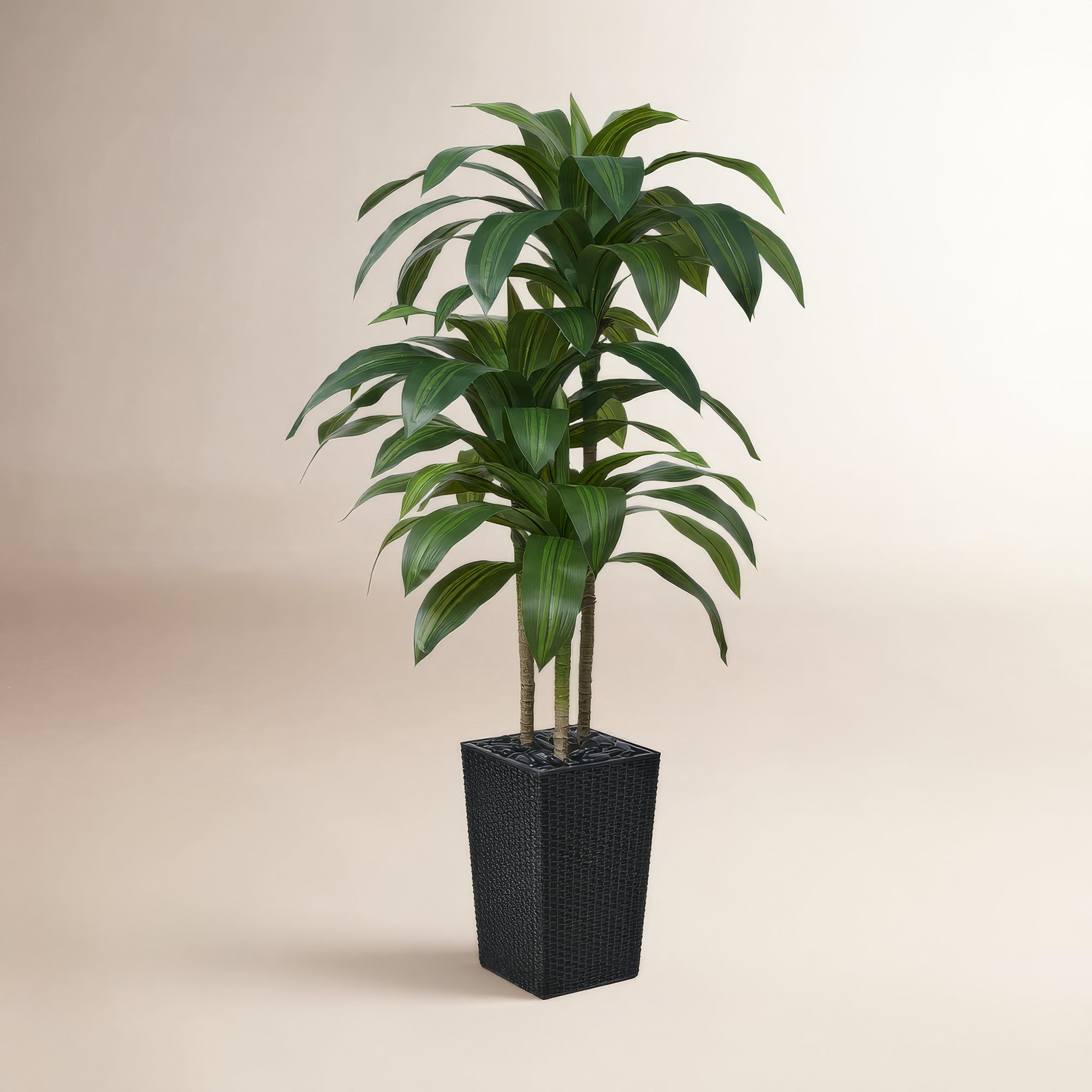 Adcock UV Resistant Artificial Green Dracaena Tree, Faux Tree with Large Base for Indoor Outdoor, 60" H x 20" W x 20" D