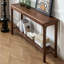 Walnut Solid Wood Rectangular Console Table-851488858