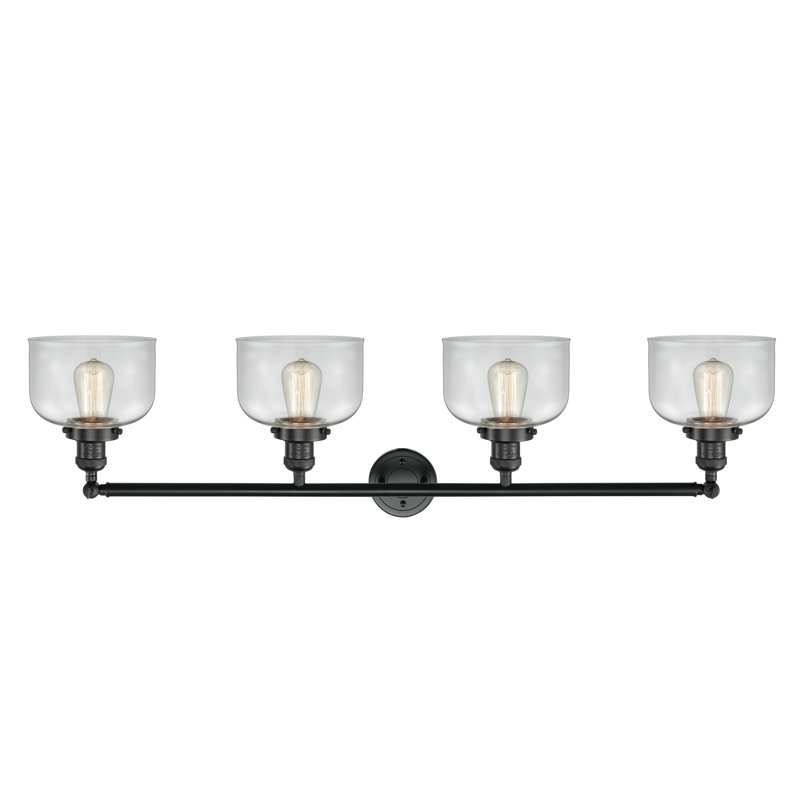 Bell - 4 Light 44" Bath Vanity Light, LED, Clear, Matte Black