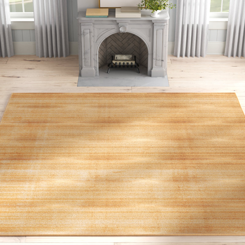 Tapis jaune à rayures Osteen, Jaune, Rectangle 2'2" x 4'1"