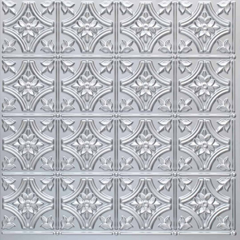 Pavillon de jardin gothique 2 pi X 2 pi Tuile de plafond à poser ou à coller, Argent