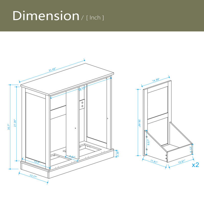 Armoire de trieur de linge à deux compartiments inclinable - blanc