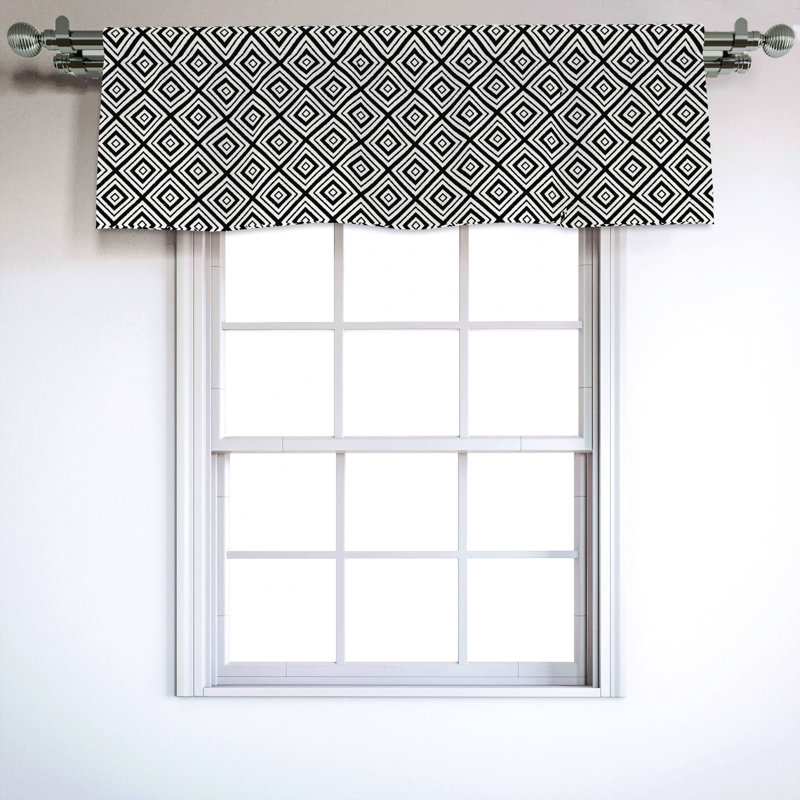 Sateen Geometric Ruffled Window Valance