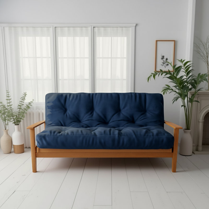 Lipson Futon Sofa Bed Foam Mattress CertiPUR-US Certified, No Frame, 8", Full, Navy