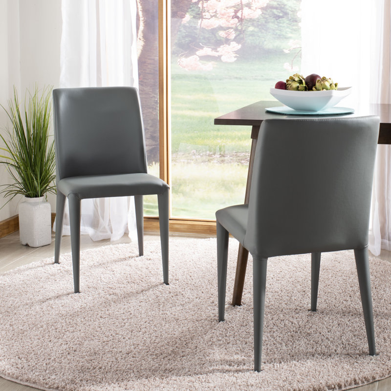 Boilleau 18.5'' H Faux Leather Upholstered Metal Side Chair, PU - Gray