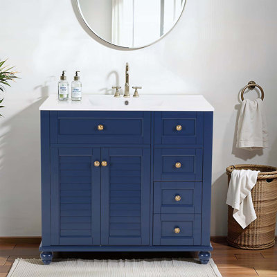 Meuble-lavabo de 36 pouces avec lavabo et tiroirs à fermeture en douceur