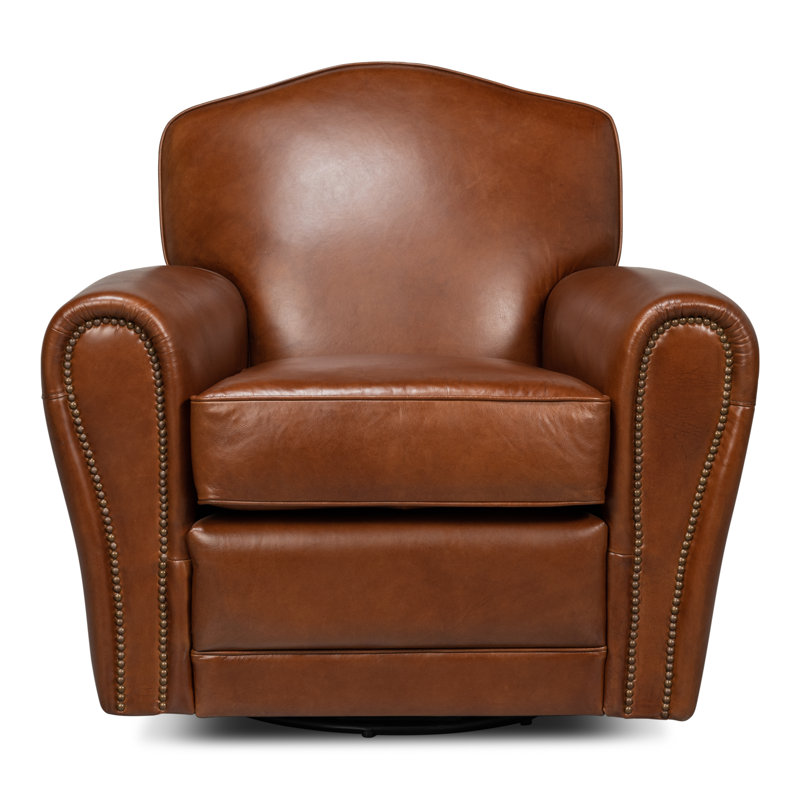 Elite Swivel Armchair, Dark Brown Genuine Leather