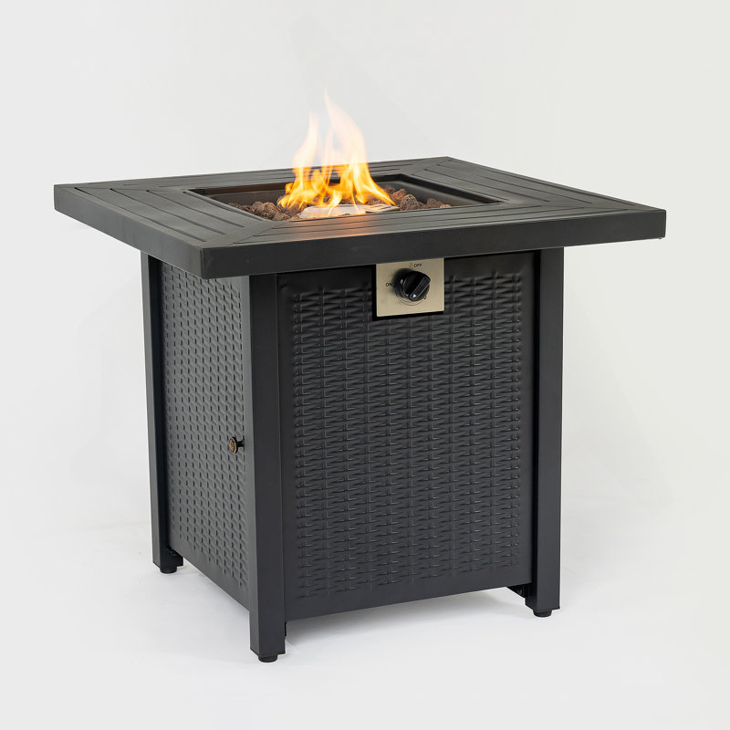28-Inch Iron Square Propane Fire Pit Table