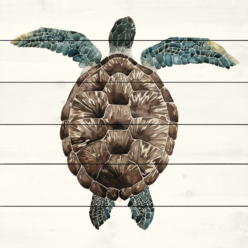 Mosaic Turtle I - No Frame Print on Wood, 61 cm H x 61 cm W x 4 cm D