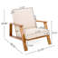 Ensemble de 2 chaises longues pour patio, fauteuil club d'extérieur avec coussin beige et structure en bois d'acacia teck