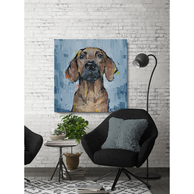 « attentive dog » par parvez taj,-reproduction d’art sur toile tendue, H 24 po x l 24 po x P 1,5 po