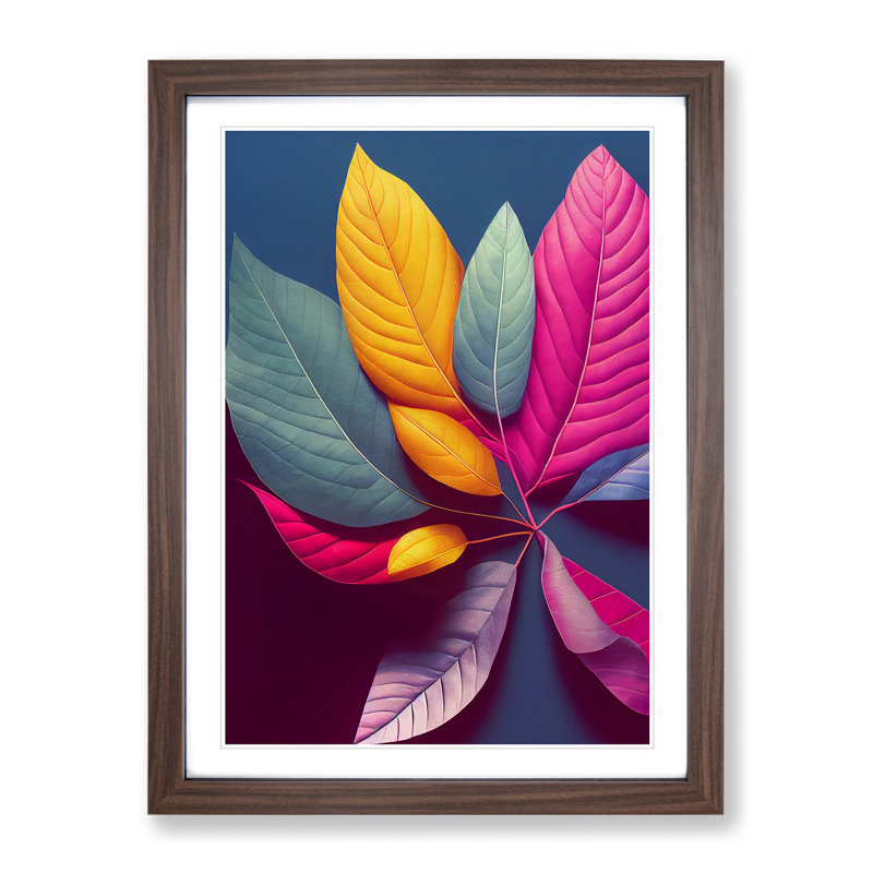 Colourful Leaves No.4 1 Piece Single Picture Frame Wall Art, 64cm H x 46cm W x 2cm D, Brown Framed