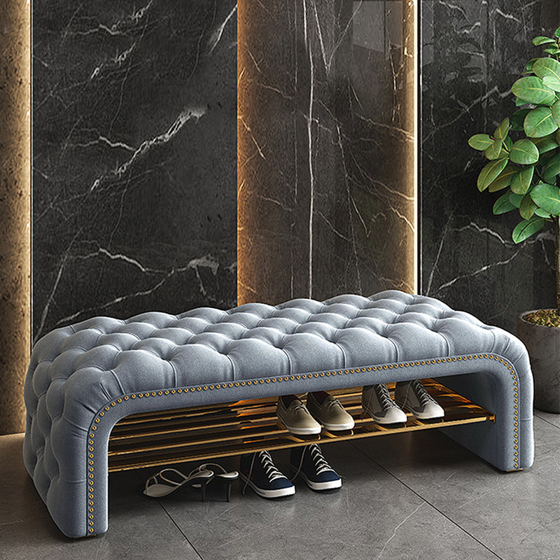 Banc de rangement pour 7 paires de chaussures, Bleu marine