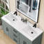 Comptoir de salle de bain 60 po x l 22 po x P 60 po avec comptoir en pierre en résine et lavabo double avec comptoir pré-percé