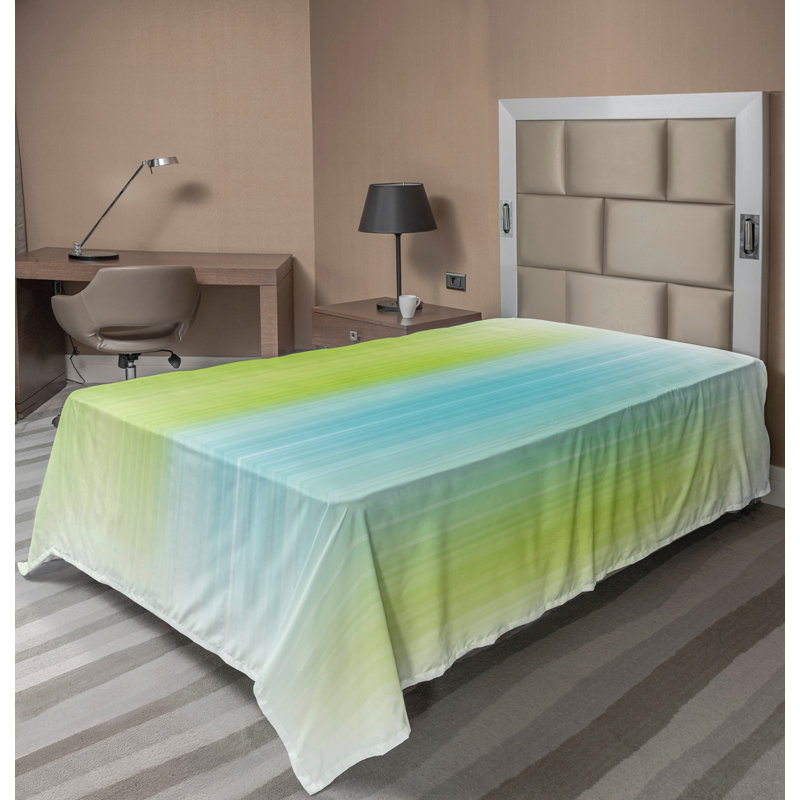Ambesonne Top Flat Sheet Royal, Twin Flat Sheet, Green Blue Ombre 2