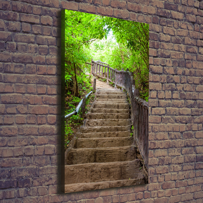Stairs In The Forest - Wrapped Canvas Print