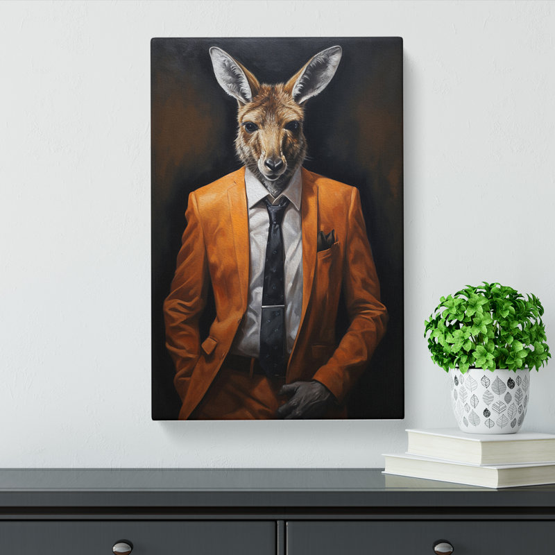 Kangaroo In A Suit - Print, 76cm H x 50cm W x 3cm D