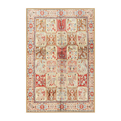 Tapis décoratif en laine rouge/beige à motif oriental mekhag