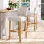 Upholstered Counter Stool with Solid Wood Frame-810432550