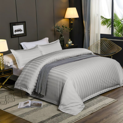 Microfiber Striped Duvet Cover Set with Pillowcases