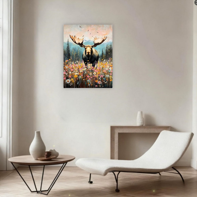 Deer & Rustic Forest Unframed Canvas Wall Art  24" X 36"