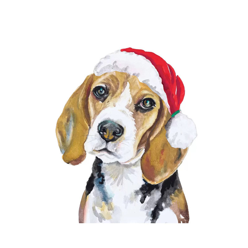 Reproduction d’art, "Holiday Dog I" par Patricia Pinto, H 12 po x l 12 po x P 0,75 po, Toile tendue, Pas de tapis