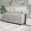 Storage Bench With 3 Shutter-Shaped Doors, Shoe Bench With Removable Cushion And Hidden Storage Space-1593575698