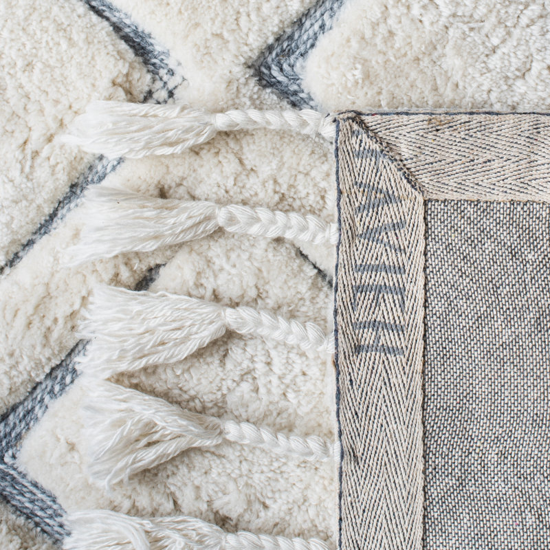 Tapis ivoire / gris touffeté à la main Gaetane, Rectangle 3 pi x 5 pi