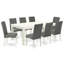 Cet ensemble de salle à manger 9 pièces comprend une table de cuisine rectangulaire avec rallonge papillon et 8 chaises Parsons en lin gris, blanc lin 42 po x 84 po-1905734171-1905734168-1969199444