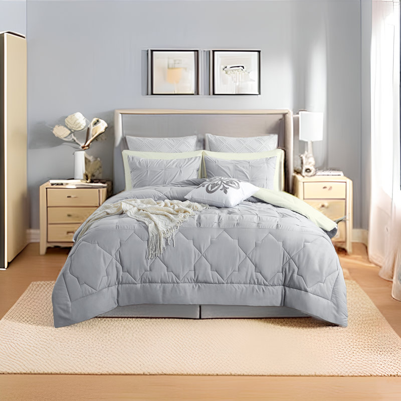 Ensemble d'édredon Tauber Percale, Édredon simple + 2 taies décoratives simples, gris