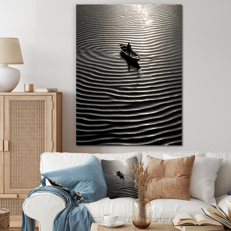 Nautique sérénité en noir et blanc sur toile, H 40 po x l 30 po x P 1,5 po, Toile tendue
