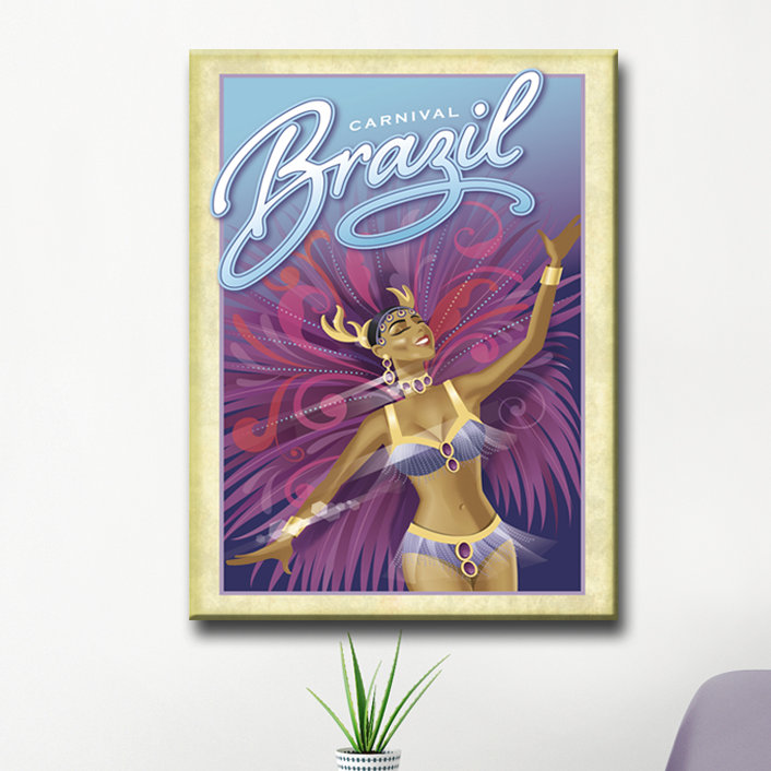 Carnaval - Brésil - publicité sur toile, H 20 po x l 16 po x P 1,5 po